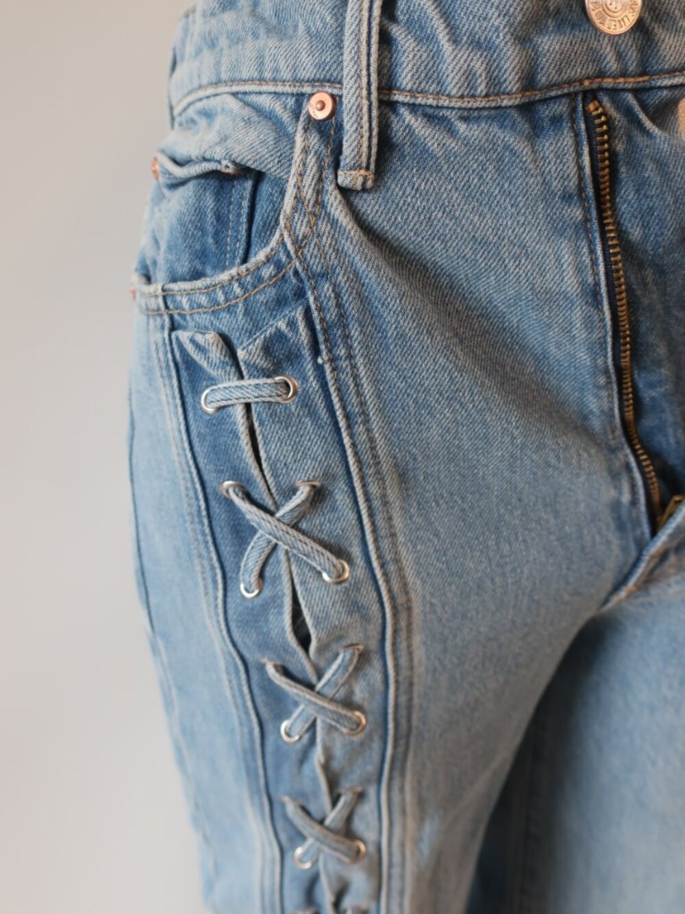 Womens MOTHER Superior Tied Up Maven Blue Jeans 26 - Picture 6 of 11